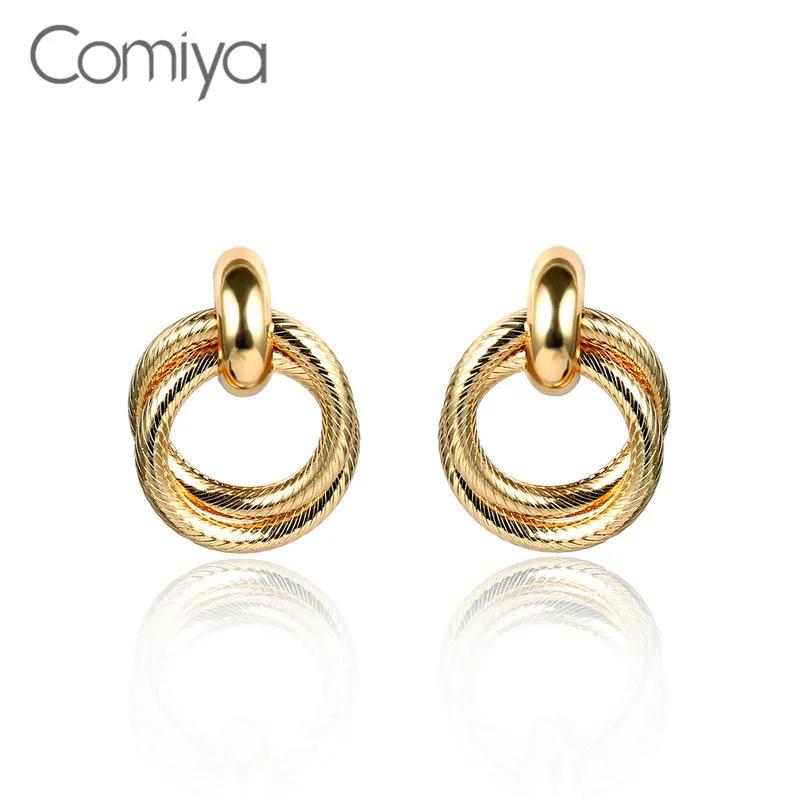 Comiya, висячие серьги для женщин, корейская мода, золото, серебро, цвет, цинковый сплав, Круглый Круг, Aros Statment, висячие серьги, опт