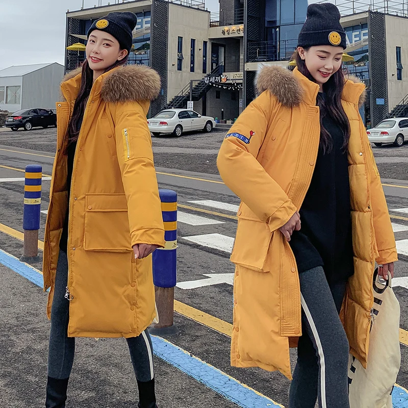 winter jacket women parka 2020 warm plus thick Big faux fur collar hooded coat female Plus size XS-3XL Women's down jacke | Женская