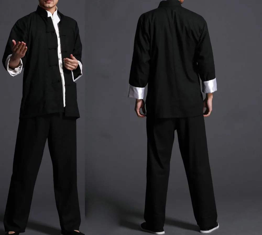 3 шт./компл. мужские хлопковые и льняные костюмы для боевых искусств Тан с