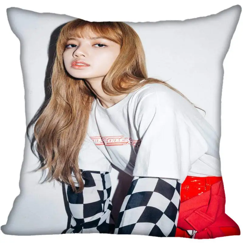 15 Fan Xi, хит, на заказ, KPOP, черно-розовая Лиза, принтованная шелковая квадратная наволочка, для дома, декоративная, на молнии, атласная наволочка(одна сторона - Цвет: 15