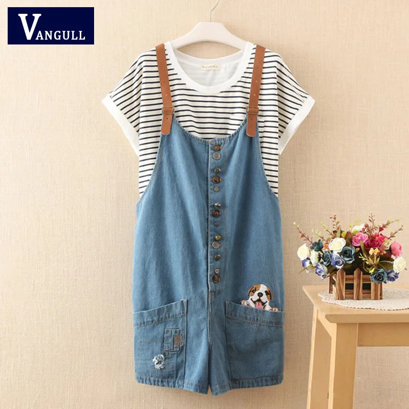 2016 Лето осень забавный женский милые кошки вышивания джинсы комбинезоны