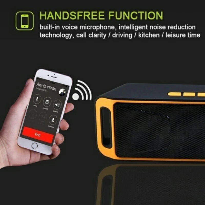Портативный bluetooth динамик беспроводной стерео с усиленным басом встроенный