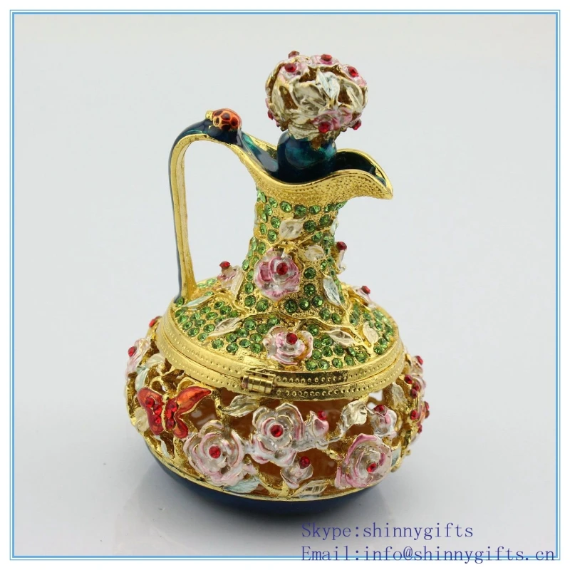 Металлическая шкатулка для ювелирных изделий в форме чайника со стразами | Дом и