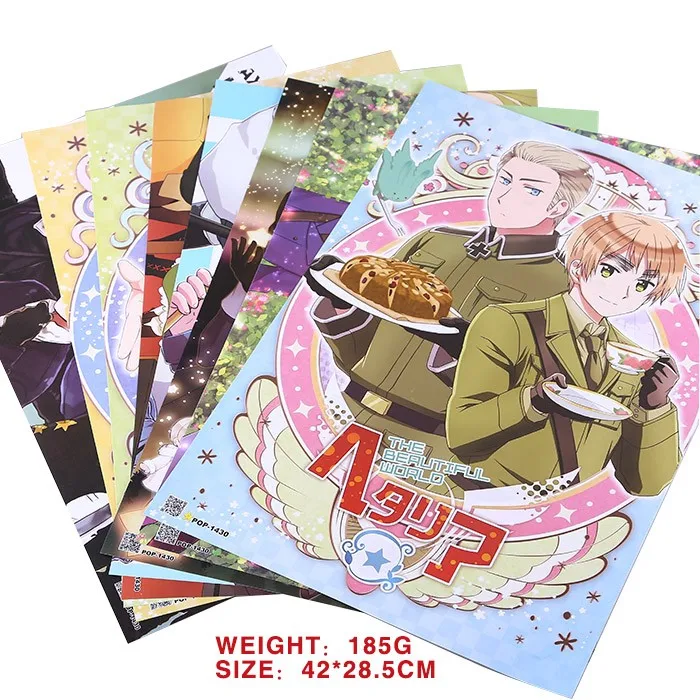 8 шт./лот плакат с тиснением аниме Axis Powers Hetalia видеоигры Размер 42x29 см игрушки |