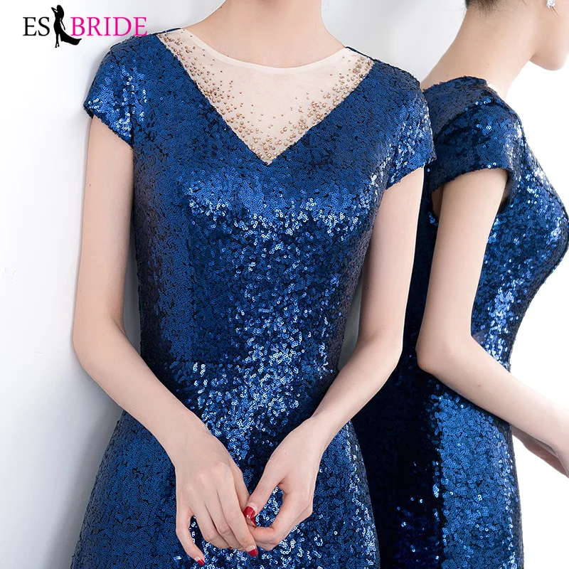 Длинные вечерние платья новинка 2019 элегантные Королевского синего цвета с