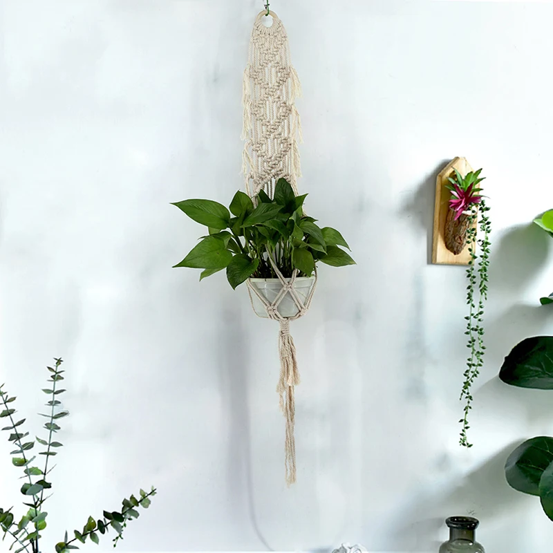 

2018 New Plant Flowerpot Holder Braided Knitting Macrame Tapestry Basket Hanging Home New