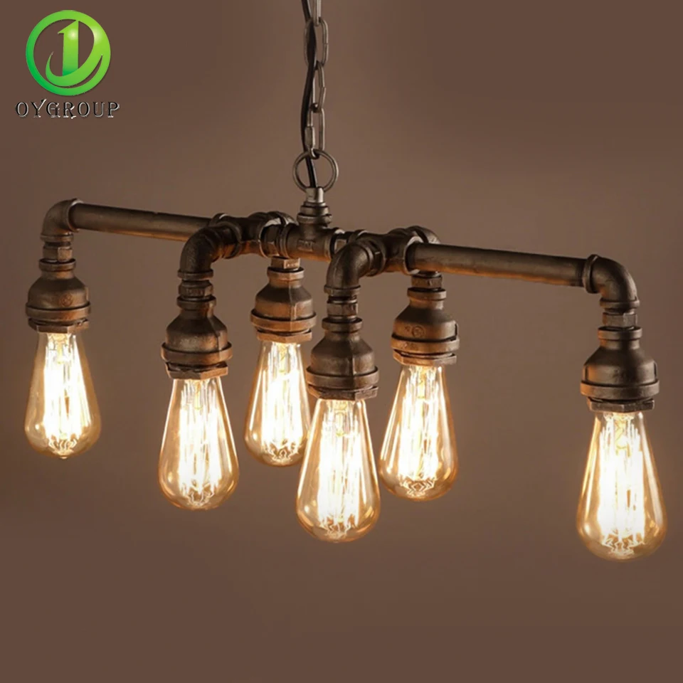 Промышленные трубы люстры с 6 Огнями Макс 360W металлическое приспособление