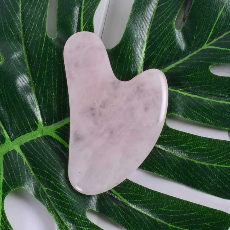 1 piece Массажный инструмент Gua Sha, натуральный розовый кварцевый камень, Китайская традиционная спа-Иглоукалывание для лица, заживление для здоровья - Цвет: 1 piece