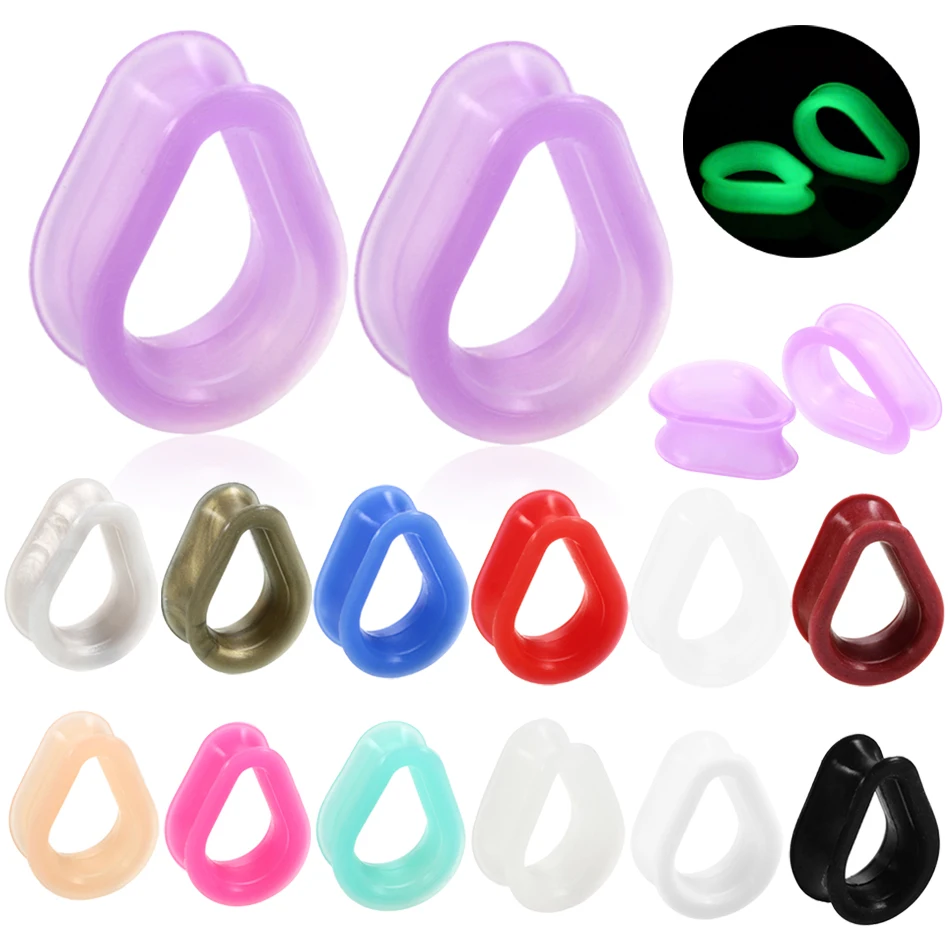 2pcs/lot Silicone Teardrop Ear Plug and Tunnels Piercing Ear Expander Stretcher Gota Flexible Ear Gauges Body Jewelry Piercings