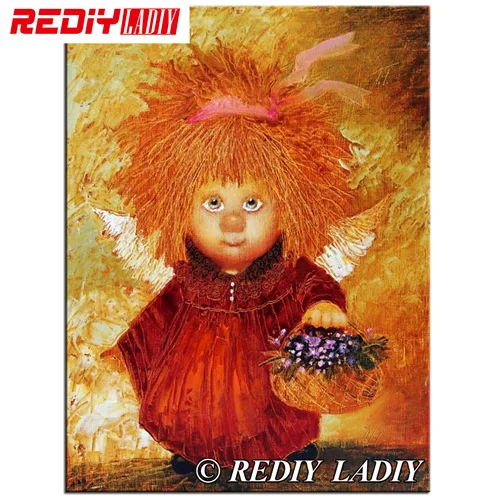 RF79010 EDIY LADIY полная Алмазная вышивка рукоделие DIY Алмазная картина вышивка крестиком ангел с цветы алмазы мозаика домашний декор - Цвет: RF79010