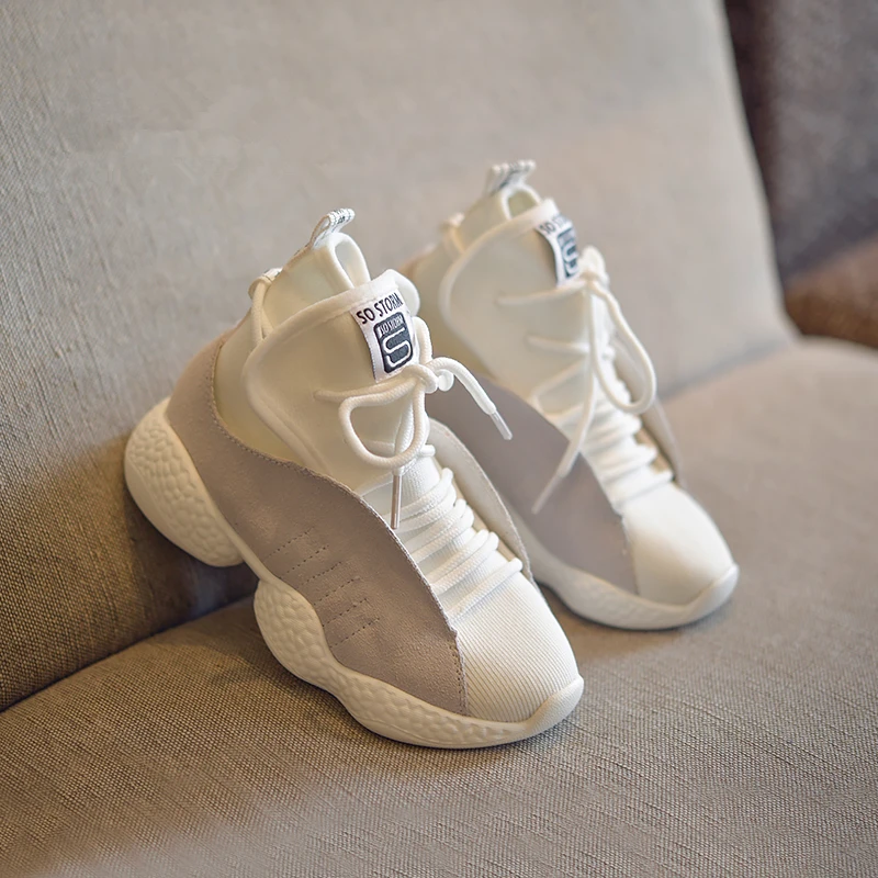 2018 новые осенние шнуровкой вязаные носки обувь для малыша из натуральной кожи Run