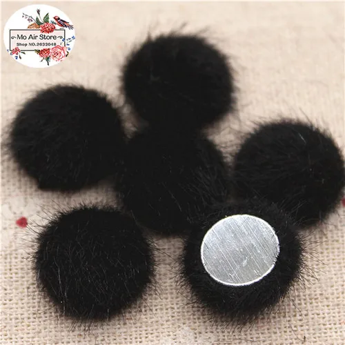black 50pcs 50 шт. Разноцветные головистой формы волосатые покрытая тканью, круглая высокое кнопки с кабошоном для дома и сада ремесла Кабошон Скрапбукинг "сделай сам": 16 мм - Цвет: black 50pcs
