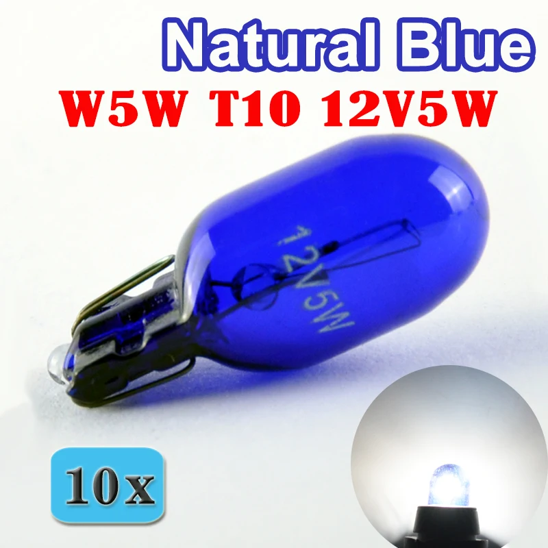 Flytop (10 шт./лот) 501 W5W XENON T10 натуральное голубое стекло 12 В 5 Вт W2.1x9.5d одна лампа