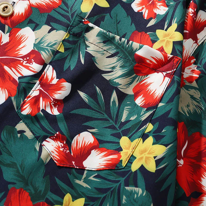 Мужская пляжная рубашка в стиле хип-хоп с цветочным принтом гавайская коротким