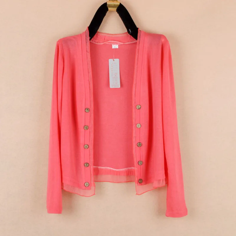 watermelon red long Вязаный кардиган для женщин, весна, новая мода, большой размер 5XL, свободная дикая шаль, пальто, летняя Солнцезащитная рубашка, воздухопроницаемая рубашка - Цвет: watermelon red long