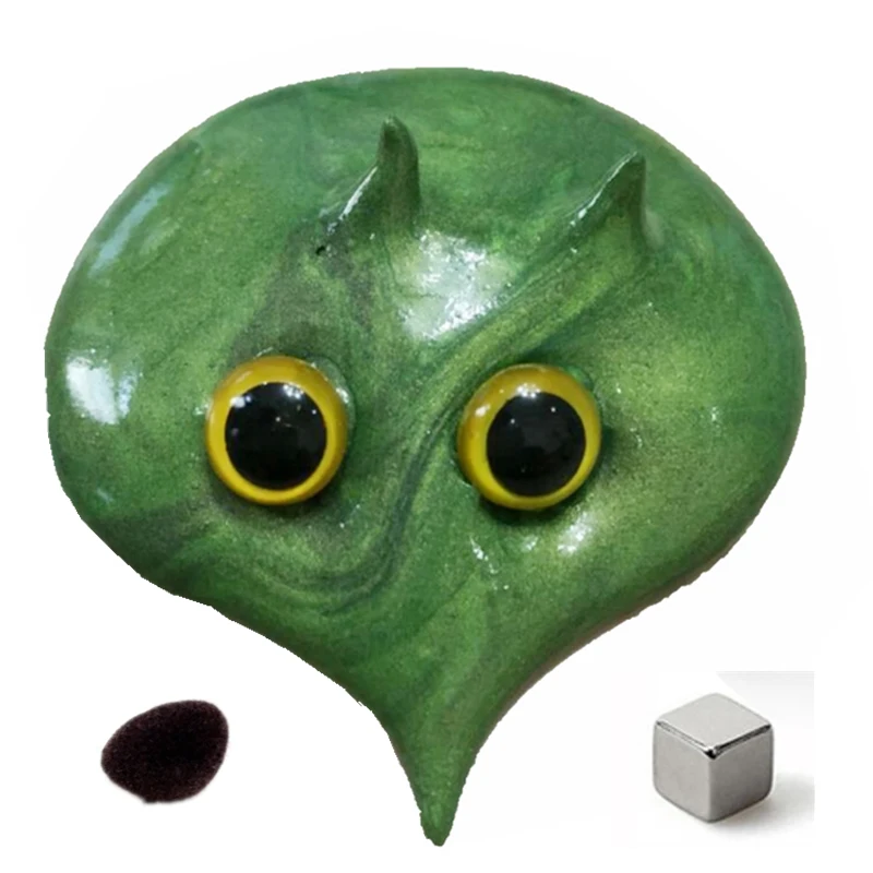 Брендовая ручная шпатлевка Магнитная феррофлюидная Слизка Playdough резиновая глина DIY обучающая головоломка DIY Забавные игрушки с 2 глазами+ 1 нос