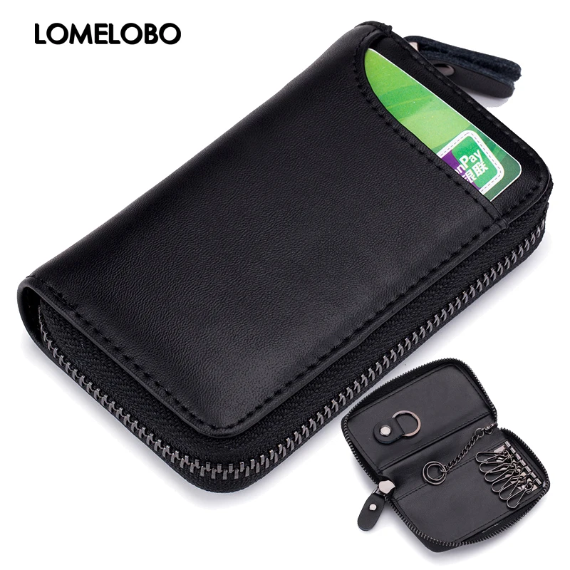 Lomelobo, Раздельный кожаный мужской кошелек для ключей, женский брелок для ключей, кошелек для монет, мужской держатель для карт, органайзер, многофункциональный автомобильный чехол для ключей