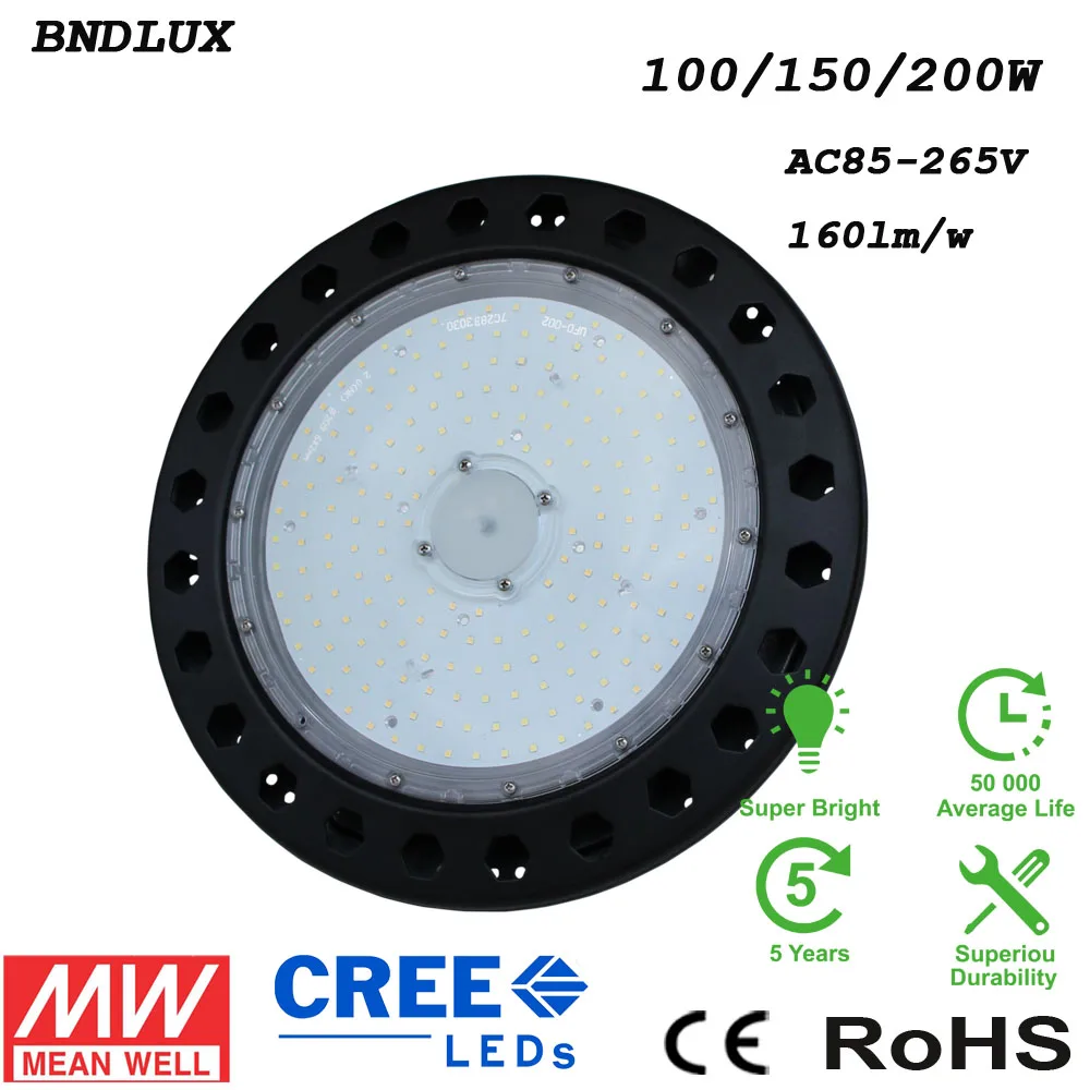 LED high bay UFO light 150 Вт черная круглая лампа желтый свет белый Склад Супермаркет школа