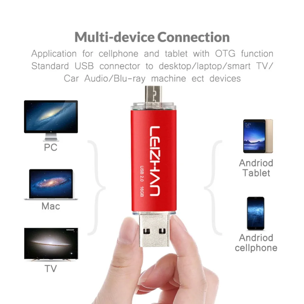 Leizhan OTG USB флэш-накопитель 64 ГБ 32 16 8 4 Android микронакопитель Флешка 2 0 карта памяти |