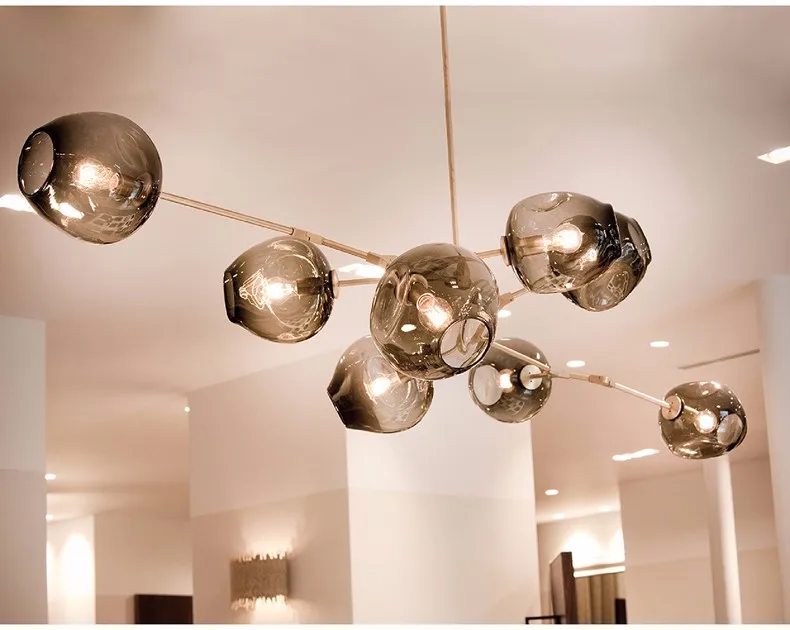 Современная молекула Подвесная лампа люстра блеск led hanglamp черный Лофт промышленный Декор стекло пузырь люстра лампа светильники