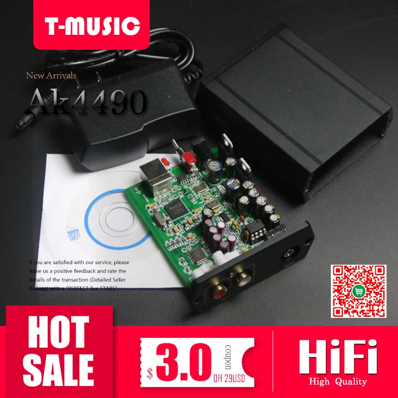 T Music мини HiFi DAC AK4490 XMOS U8 USB декодер W/3 5 мм выход для наушников + адаптер питания|dac