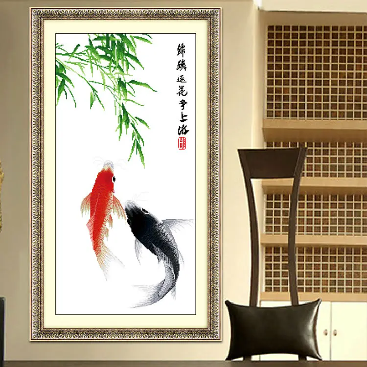 Бесплатная доставка новинка Набор для вышивания крестиком девять цветов рыбы