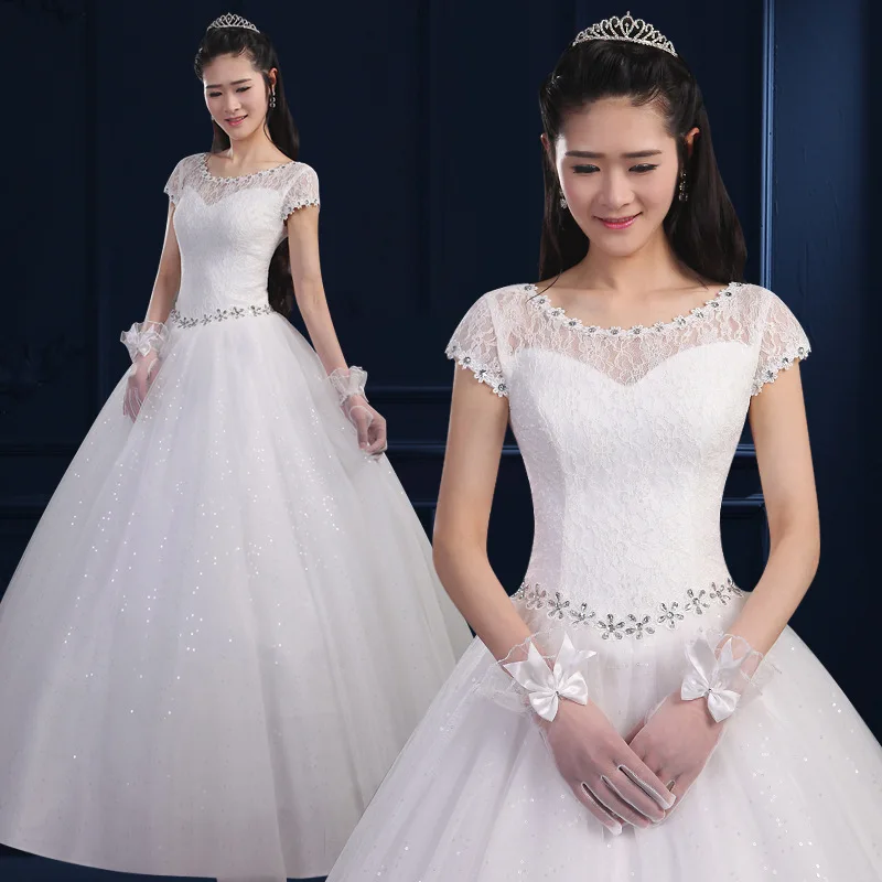 2018 Новое поступление бальное платье с короткими рукавами круглым вырезом и