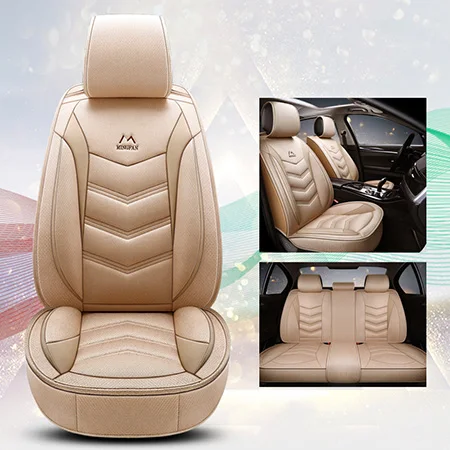 Beige Standard Передние+ задние) льняные чехлы для сидений автомобиля набор для kia Rio 3 4 kia Sorento soul spectra Sportage Stinger Stonic 2013 - Название цвета: Beige Standard