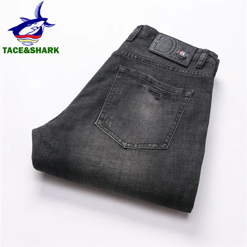 TACE &amp SHARK брендовые Ретро прямые джинсы новый стиль модные мужские с вышивкой