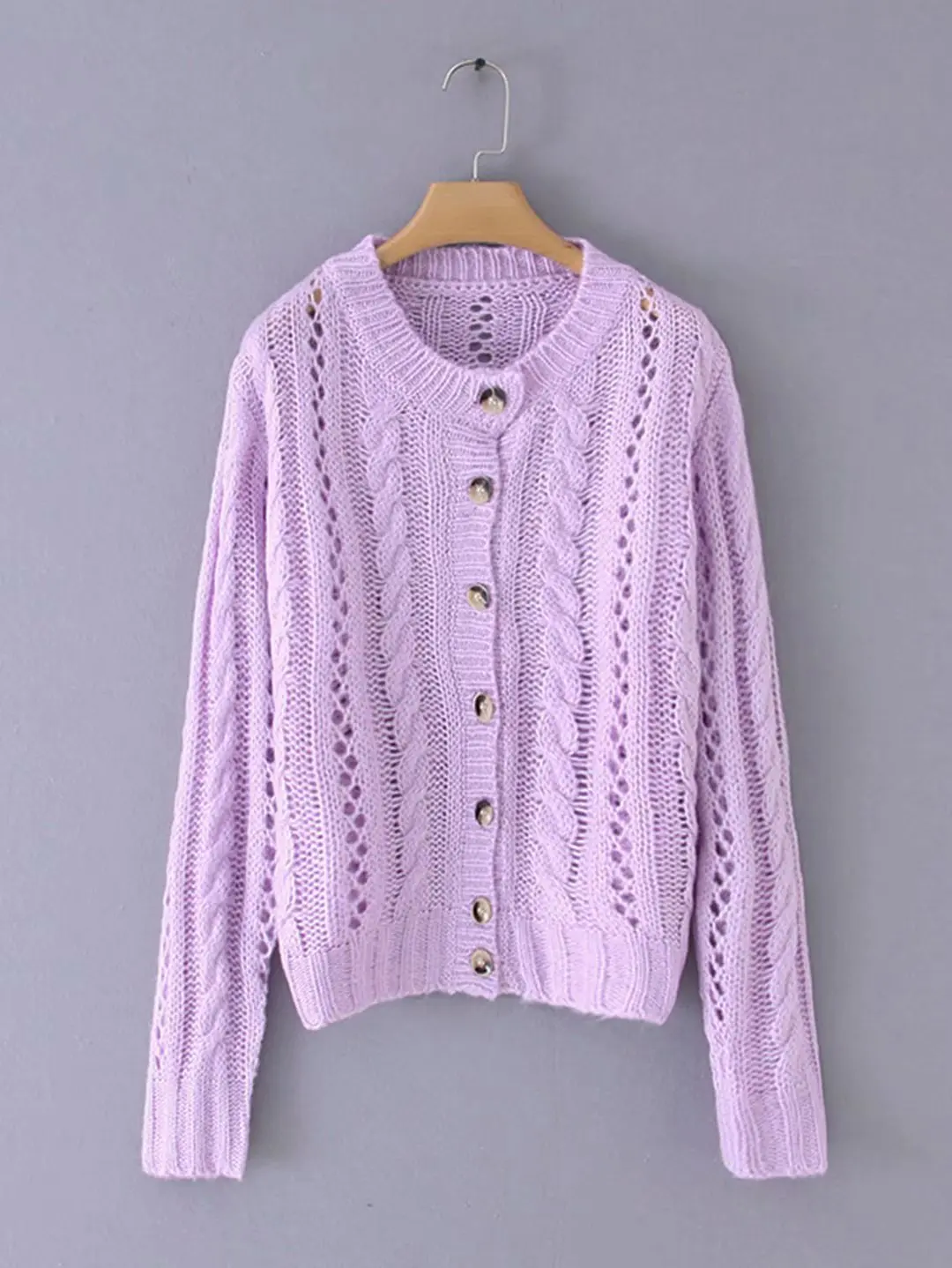 Свитер женский 2019 Лаванда крючком длинные кардиганы с длинными рукавами