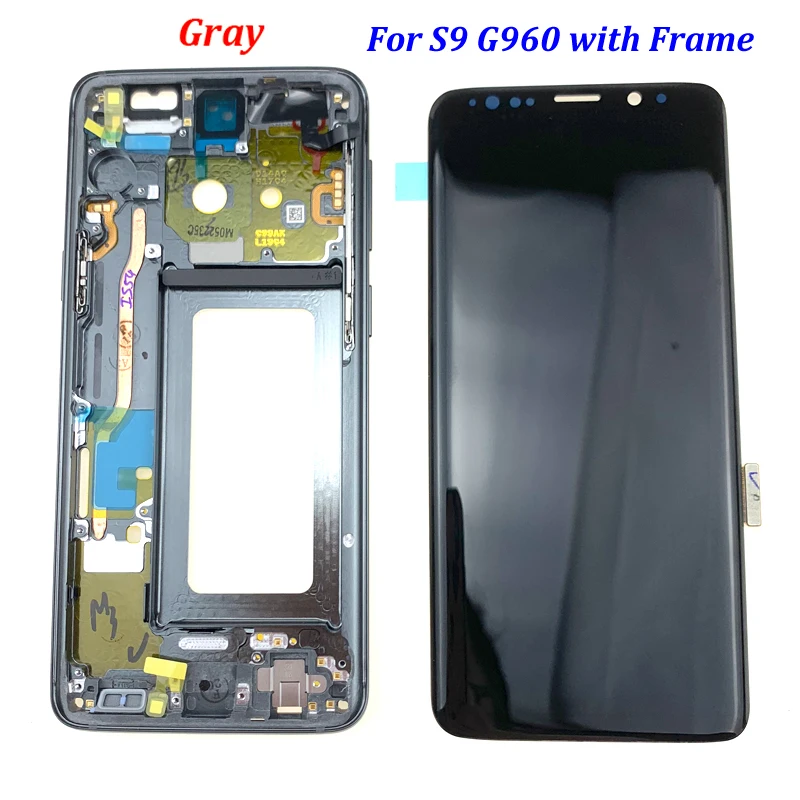 AMOLED Замена для SAMSUNG Galaxy S9 S9+ ЖК сенсорный экран дигитайзер с рамкой G960 G965 дисплей - Цвет: S9 with Gray Frame