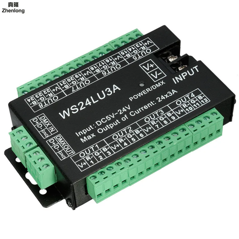 Высокая Мощность 24 канала 3A/CH DMX512 декодер светодиода командоаппарата диммер DMX 512