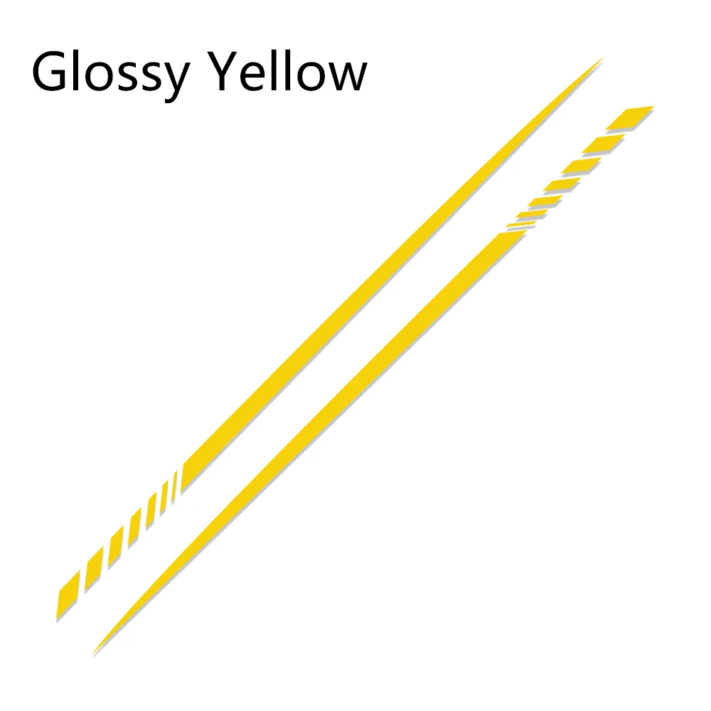 Glossy Yellow 2 шт., автомобильная наклейка в длинную полоску с обеих сторон, автомобильная виниловая обертка, сделай сам, наклейки для гоночных спортивных стикеров, s, аксессуары для тюнинга автомобиля - Название цвета: Glossy Yellow