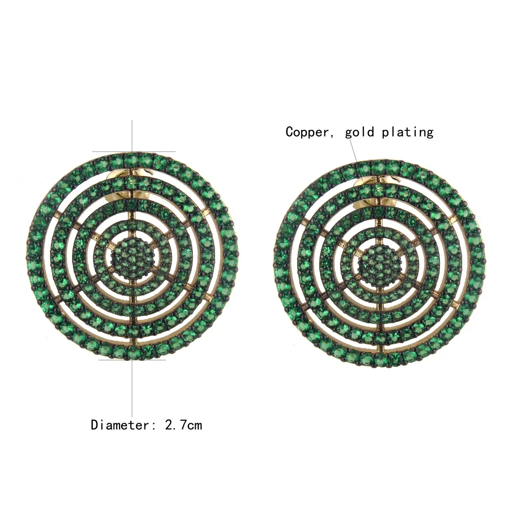 

SUNSLL Golden Copper Pins Multicolor Cubic Zirconia Round Stud Earrings Women's Party Fashion Jewelry Cobre CZ Brincos