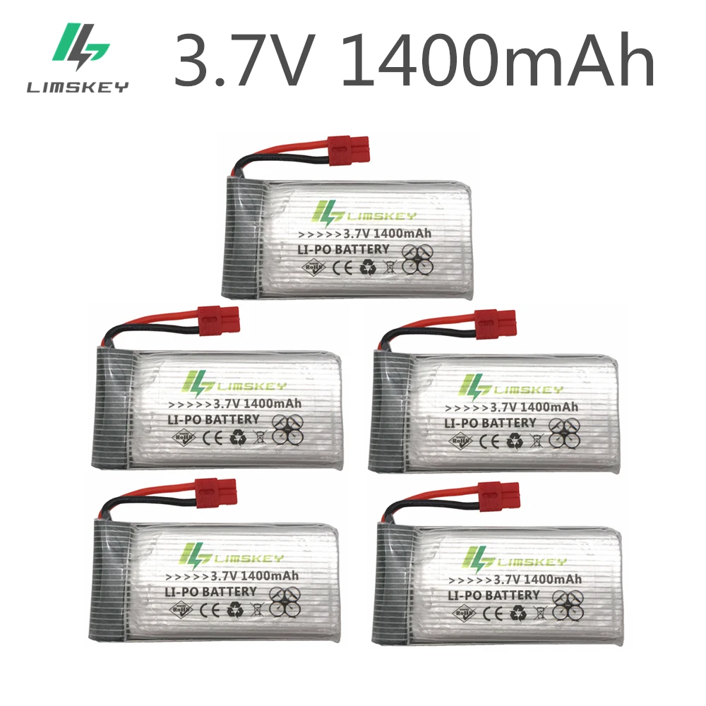 Литий-полимерный аккумулятор для SYMA X5HC X5HW X5UC X5UW Аккумулятор для беспилотника 3,7 V 1400 mAh LiPo, 5 шт., 3,7 в, 1400 мАч