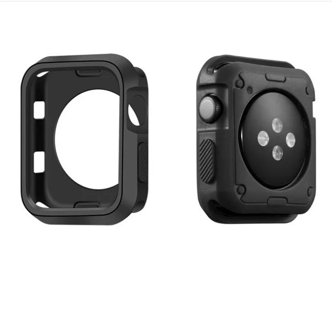 black Чехол для apple watch 44 мм 40 мм iwatch 42 мм 38 мм Рамка Защитная силиконовая оболочка apple watch 4 3 5 2 аксессуары - Цвет ремешка: black