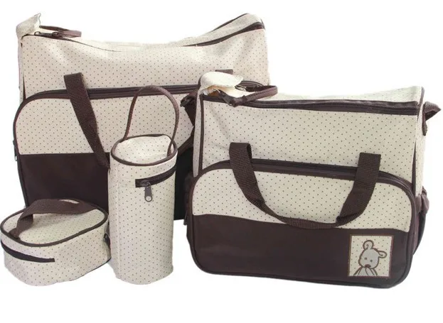 

High Quality Babies Bags Fashion Nappy Changing Bag Multifunctional Double-Shoulder Cross-Body 5 Piece Set Baby Diaper Bags