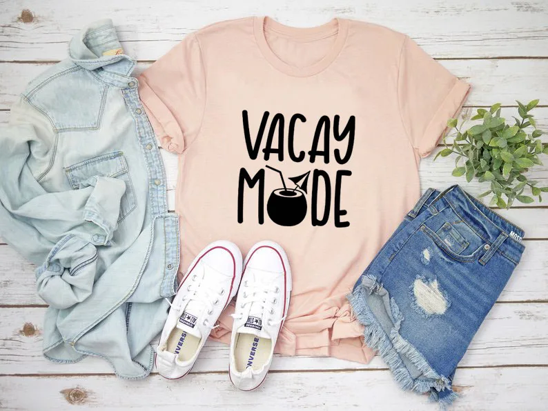 Vacay mode Летняя Пляжная футболка для отдыха новинка Tumblr хипстерская забавная топы с