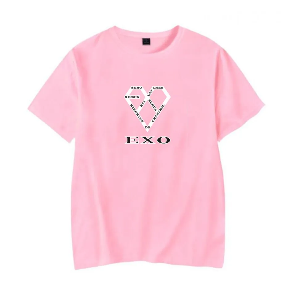 EXO Kpop Корейская уличная Футболка Harajuku из 100% хлопка Женская/мужская летняя