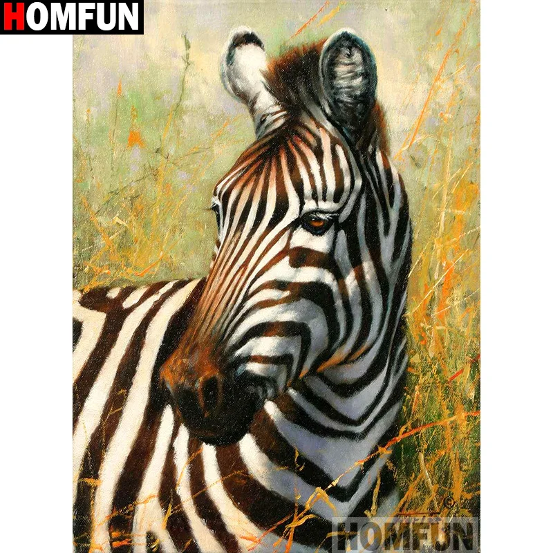 

HOMFUN Full Square/Round Drill 5D DIY Diamond Painting "Animal zebra" Embroidery Cross Stitch 5D Home Decor Gift A14325