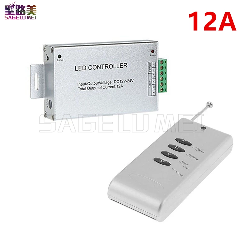 Бесплатная доставка 1 шт. DC12 ~ 24V 12A беспроводной 4 клавиши алюминиевый RGB