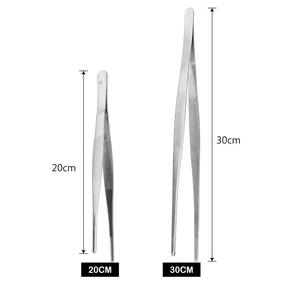 

DIYWORK Straight Tweezer Stainless Steel Long Barbecue Food Tong Toothed Tweezer Home Medical Garden Kitchen BBQ Tool