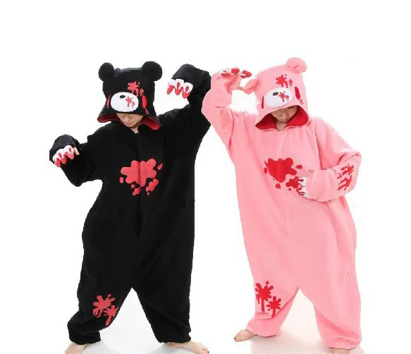 

Cartoon Adults Animal Hooded Pajama Set Onesies Black Pink Violent Bear Lovers Homewear Stage Suit Women Men Sleepwear Pajamas