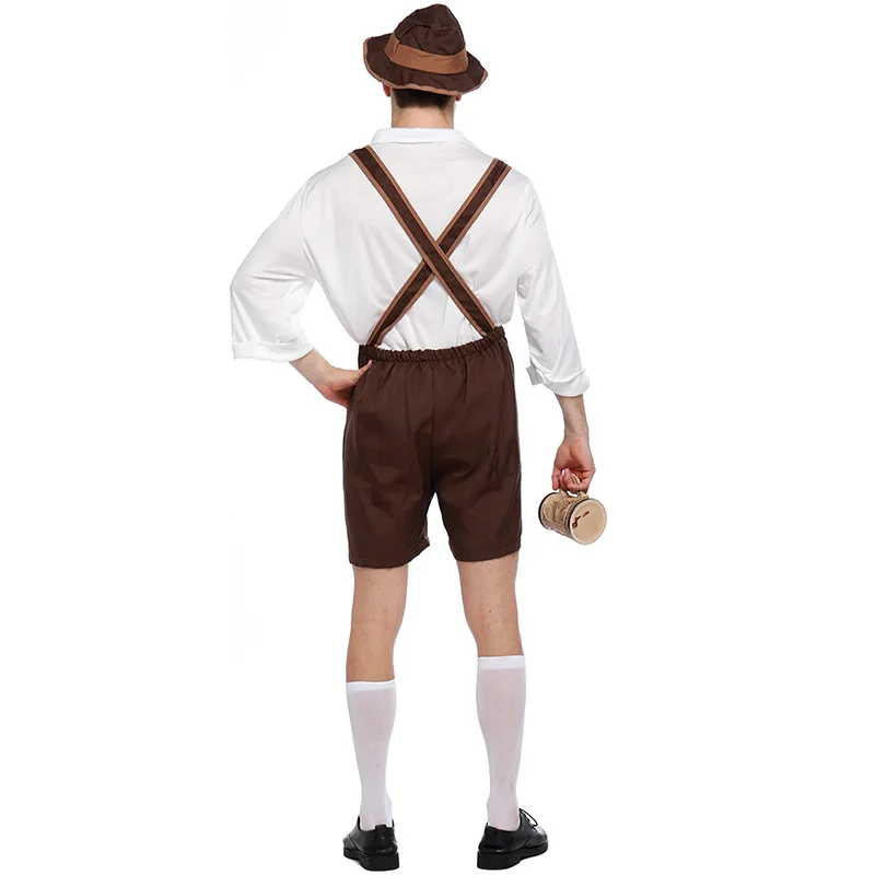 Октоберфест Lederhosen с подтяжками костюм для мужчин костюмы на Хэллоуин Размер S M L XL