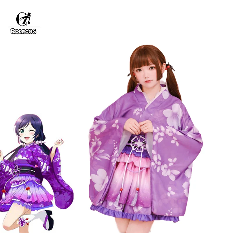 

ROLECOS Anime Love Live Cosplay Costume Dress Tojo Nozomi Nico Yazawa Kotori Minami Kimono Cosplay Costume Women Lolita Dress