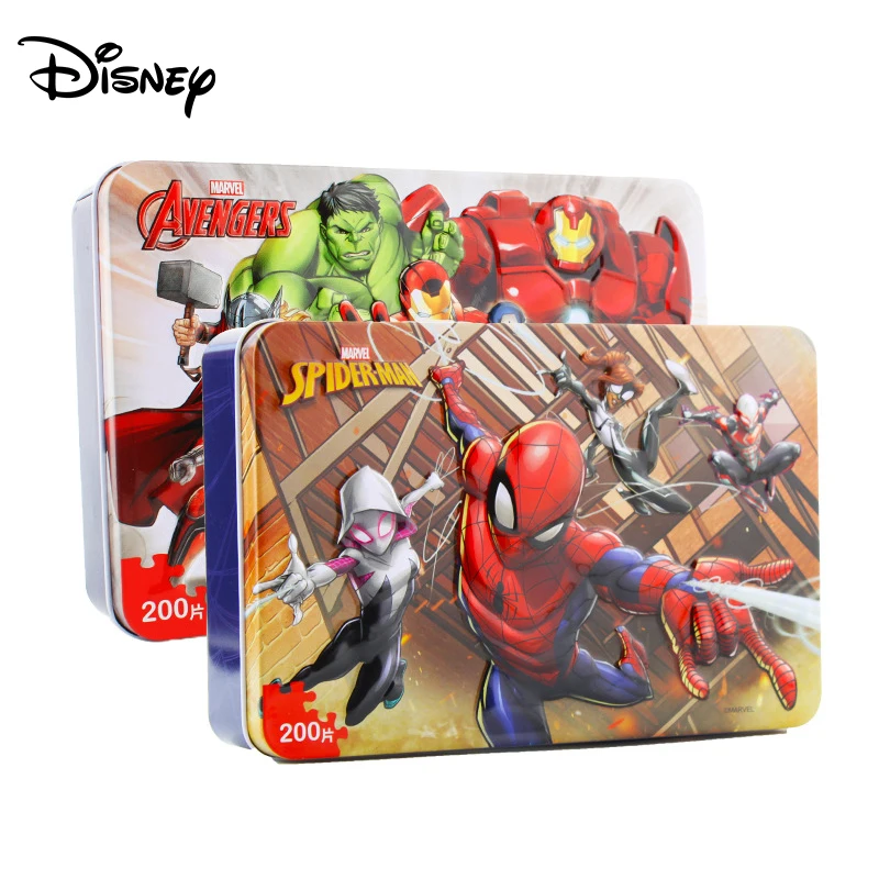 Disney Spider Man Avengers Plane Puzzle 200 шт. железный ящик деревянные игрушки Zhiyi развивающая