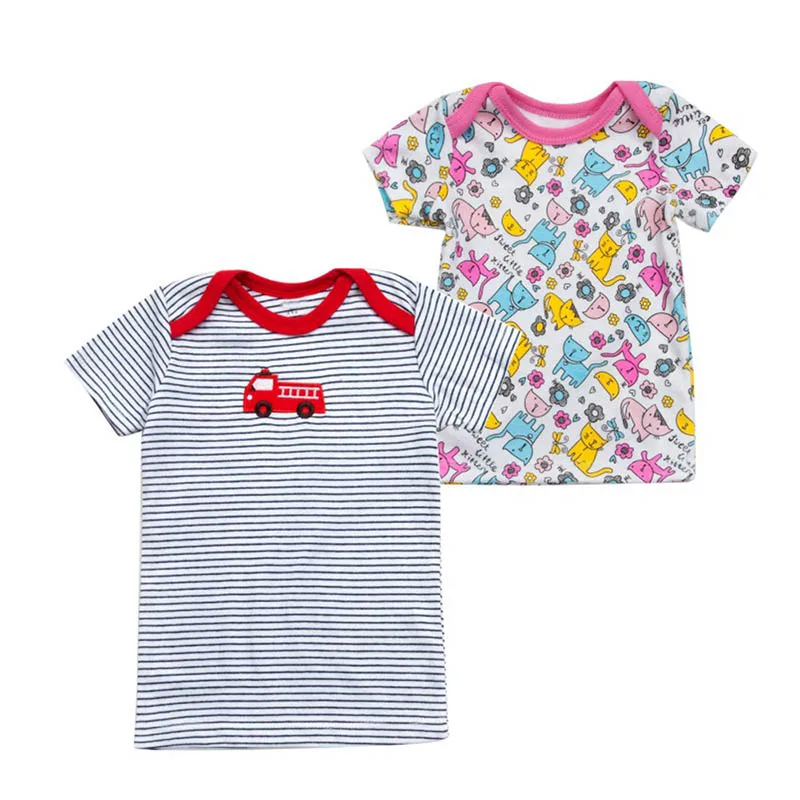 5 шт./упаковка Детские хлопковые футболки с коротким рукавом и круглым вырезом| |