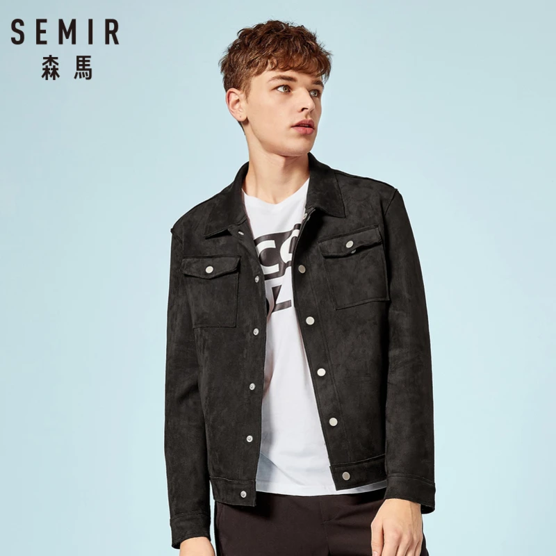 SEMIR Мужская замшевая куртка с вышивкой и воротником мужская на пуговицах