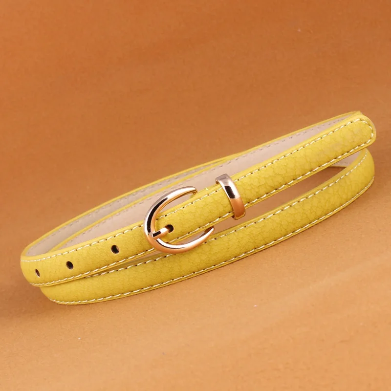 

Designer Women Candy colors Belt Imitation Leather Pin Buckle Fine Thin Belt for Jeans All-match High Quality Decorative Belts