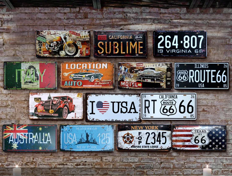 Автомобильный номерной знак Route US 66 винтажные оловянные знаки кофе мусор